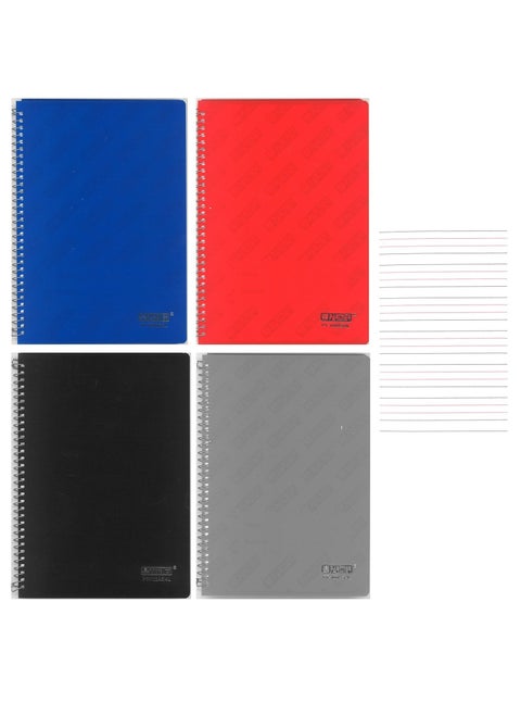4-Piece A5 Size Four Line Notebook Multicolour