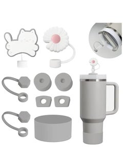 RTYY Cup Accessories Set Includes 6Pcs Silicone Spill Proof Stopper, 2Pcs Straw Cover Cap for 9-10 mm Straw, 1Pcs Silicone Boot Compatible with Stanley Cup 40oz&30oz Tumbler(Ash), standard  - Image 1