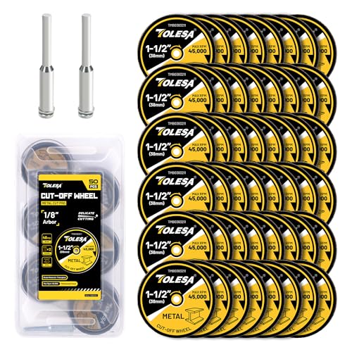 TOLESA 112 Cut Off Wheels 50 Pack 15 x 18 Fiberglass Reinforced Cutting Wheels TOLESA Rotary Tool Metal Cutting Disc Accessories Include 2 Mandrels - Image 1