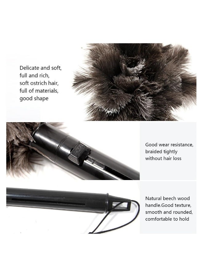 Beauenty 2 Pcs Retractable Ostrich Feather Duster for Cleaning Fluffy and Natural Feather Duster with Retractable Handle Reusable Eco-Friendly Handheld Cleaning Supplies for Cleaning Keyboard Home Car - Image 1