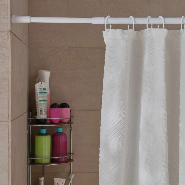 قضيب ستارة دش قابل للتمديد باللون الأبيض للمنزل