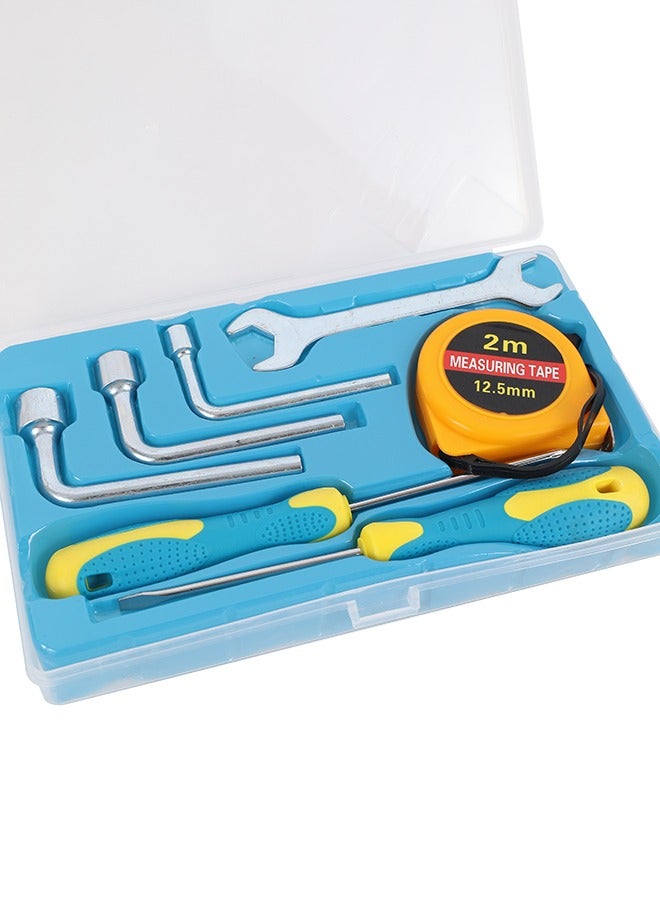 LAWAZIM Tools Set -7 Piece- Essential Hand Tool Kit with Flat and Philips Screwdrivers, Double-End Open End Spanner, Hex Socket Wrenches, and 2m Measuring Tape -DIY Home Repairs Automotive Maintenance  - Image 2