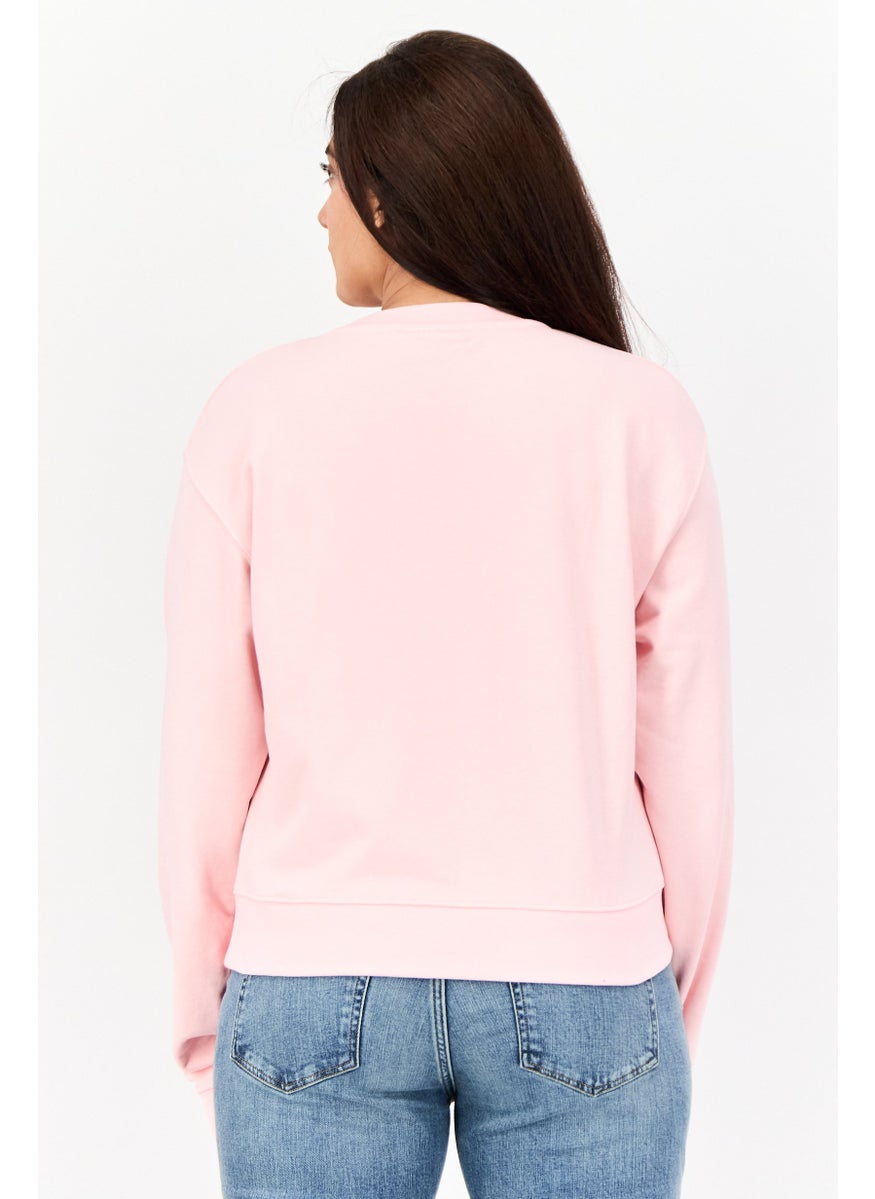 Juicy Couture Women Crew Neck Brand Logo Long Sleeves Sweatshirt, Pink  - Image 4