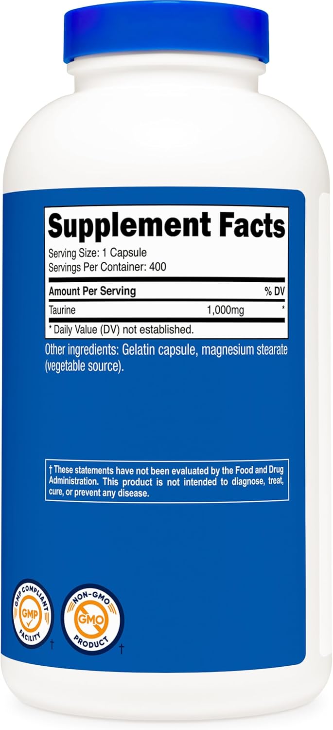 Nutricost Taurine 1000mg 400 Capsules - Image 5