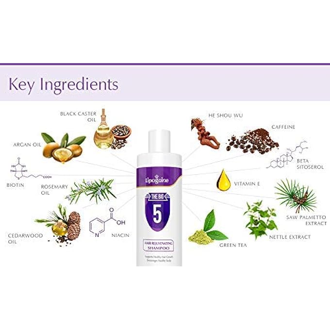 Lipogaine HAIR STIMULATING ALL NATURAL SHAMPOO FOR HAIR THINNING & BREAKAGE (PURPLE) (16OZ) - Image 3