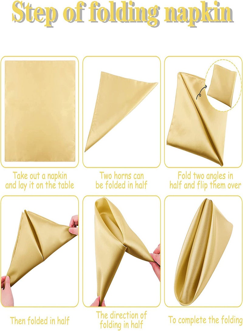 Elegant Satin Napkins Set, 10 Pieces 17x17" Soft Dinner Napkins for Weddings and Parties, Smooth Washable Fabric for Special Occasions - Image 5