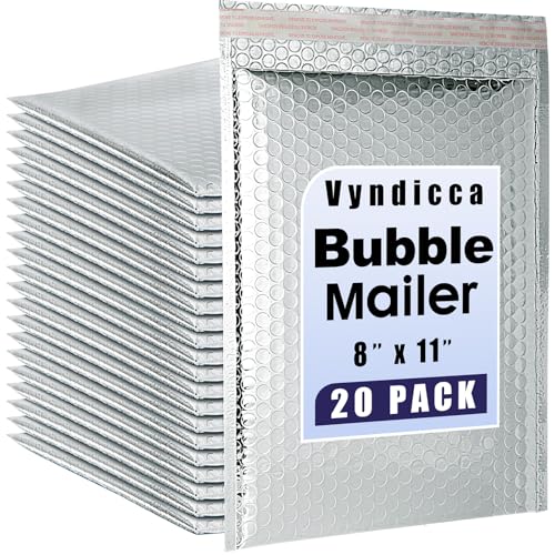 Vyndicca 20 Pack Thermal Bubble Mailer,8 x 11" Metallic Bubble Mailers,Self Seal Cool Bubble Mailers,Foil Mailing Envelopes, Waterproof Padded Envelopes,Insulated Shipping Bags for Cold Shipping - Image 1
