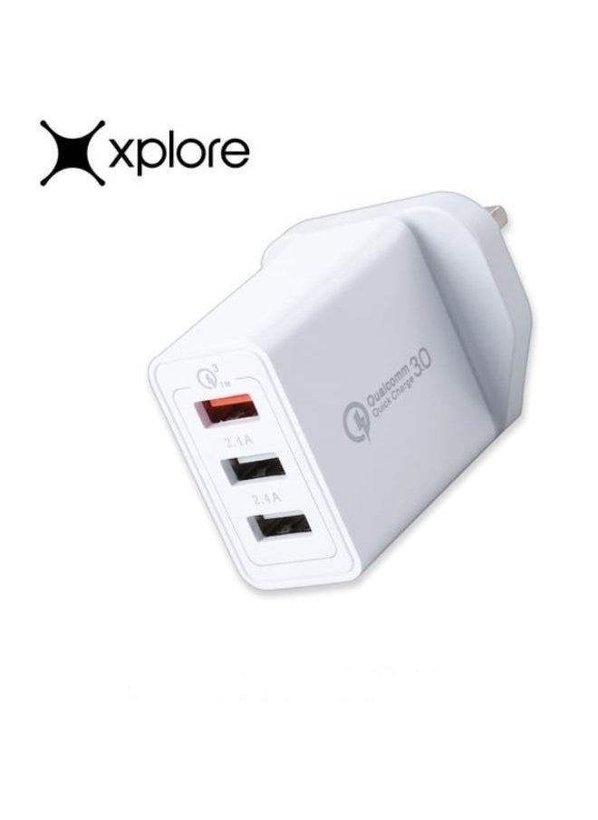 إكسبلور شاحن سريع مع 3 شاحن حائط USB Hub 