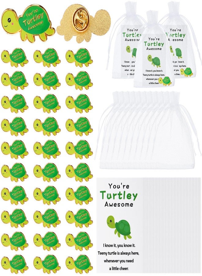 Maysing 30 Sets Employee Appreciation Gifts Bulk Positive Turtle Pins You're Awesome Inspirational Notecard Thank You Gift for Coworker Staff Volunteer Teacher Students Christmas Favor - Image 1