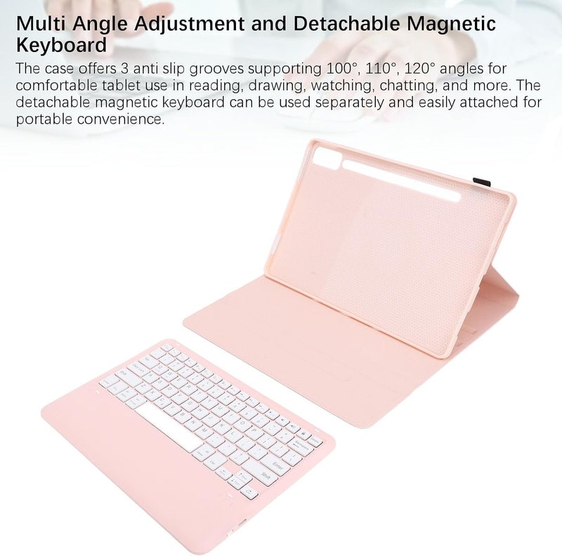 Tablet Case Keyboard Set for Tab P12, Magnetic Keyboard Case with Pencil Holder, Detachable, Bluetooth, Rechargeable Keyboard, for Tab P12 2023 12.7 Inch (Roseate) - Image 3