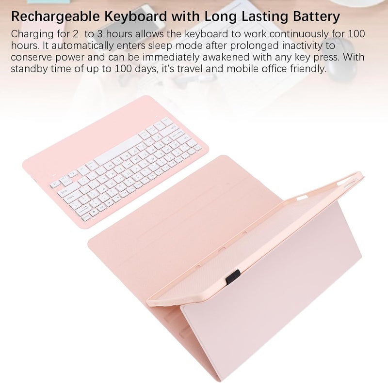 Tablet Case Keyboard Set for Tab P12, Magnetic Keyboard Case with Pencil Holder, Detachable, Bluetooth, Rechargeable Keyboard, for Tab P12 2023 12.7 Inch (Roseate) - Image 4