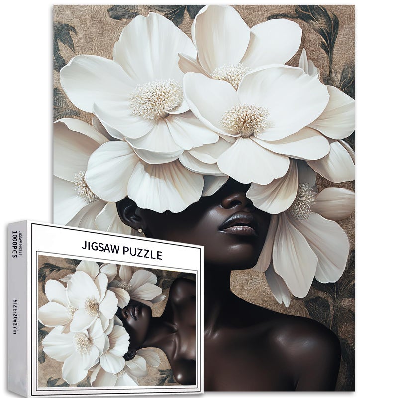 Beautiful Black Female Flowers 1000 Piece Jigsaw Puzzles for Adults 2027 Inches Flowers Female Puzzle Colorful DIY Puzzles for Home Decoration Gifts Family Puzzle Perfect for Game Nights - Image 3