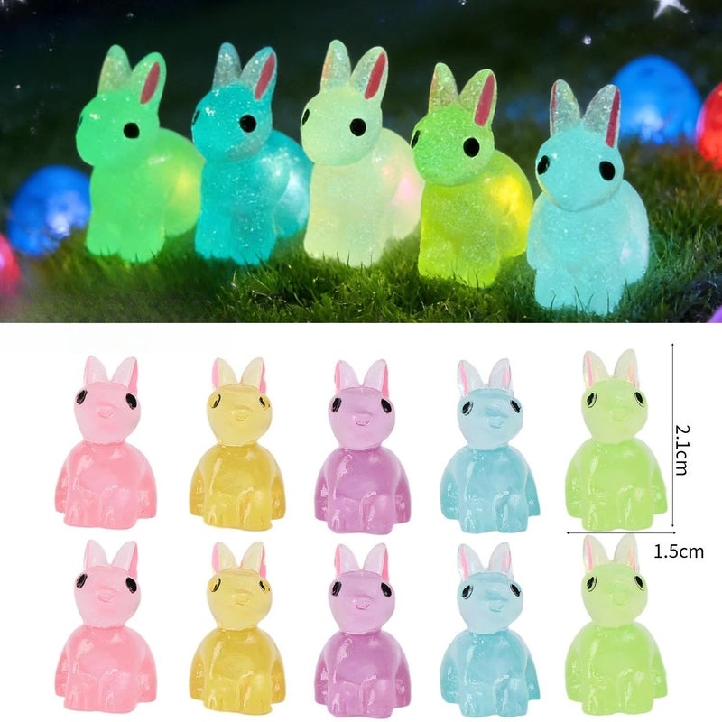 Resin Luminous Rabbit Miniatures Mini Cute Rabbits Ornaments Theme Party Landscape DIY Decoration Supplies Kids Festival Gifts - Image 1