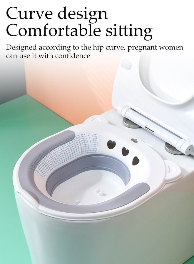 DUNISO Sitz Bath for Toilet Seat, Steam Seat with Irrigator, Foldable Postpartum Care Basin, Suitable for Pregnant Women, Perineum Treatment, Sitz Bath for Hemorrhoids, Soothing and Relieving Inflammation - Image 4