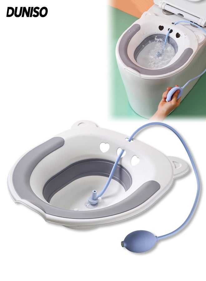 DUNISO Sitz Bath for Toilet Seat, Steam Seat with Irrigator, Foldable Postpartum Care Basin, Suitable for Pregnant Women, Perineum Treatment, Sitz Bath for Hemorrhoids, Soothing and Relieving Inflammation - Image 1