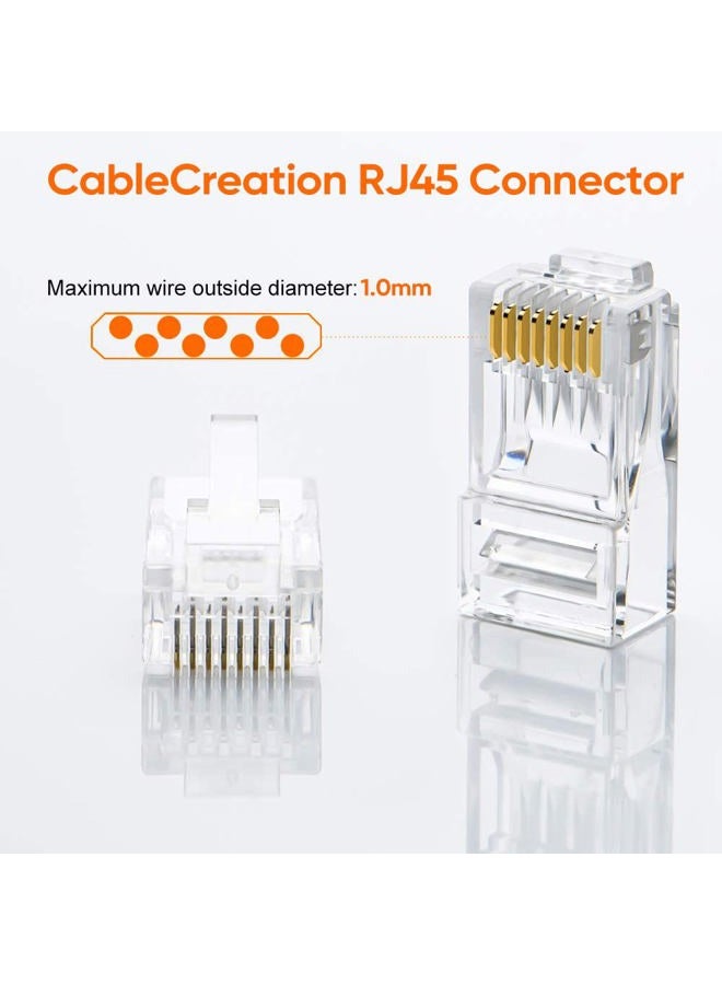 CableCreation Cat6 RJ45 Connectors, 100-PACK Cat6 RJ45 Ends, Ethernet Cable Crimp Connectors UTP Network Plug for Solid Wire and Standard Cable, Transparent - Image 5
