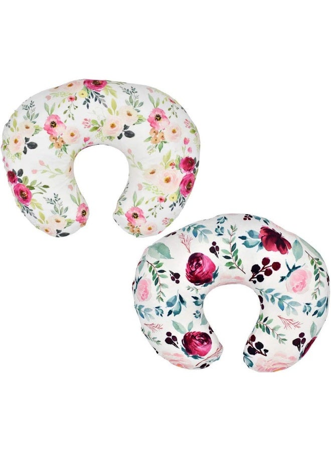 Little Jump Little Jump 2 Pack Floral Nursing Pillow Cover Slipcover for Breastfeeding Pillows, Soft and Stretchy Safely Breastfeeding Pillow Cover for Girl (Floral)  - Image 1
