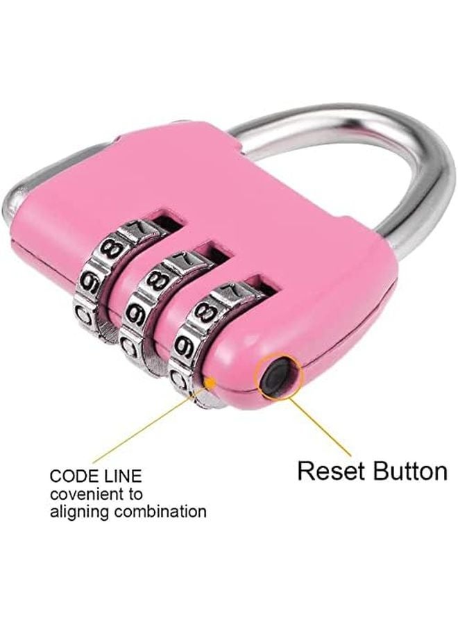Pink 3 Digit Combination Padlock 4mm Shackle Dia Luggage Travel Suitcase Lock - Image 3