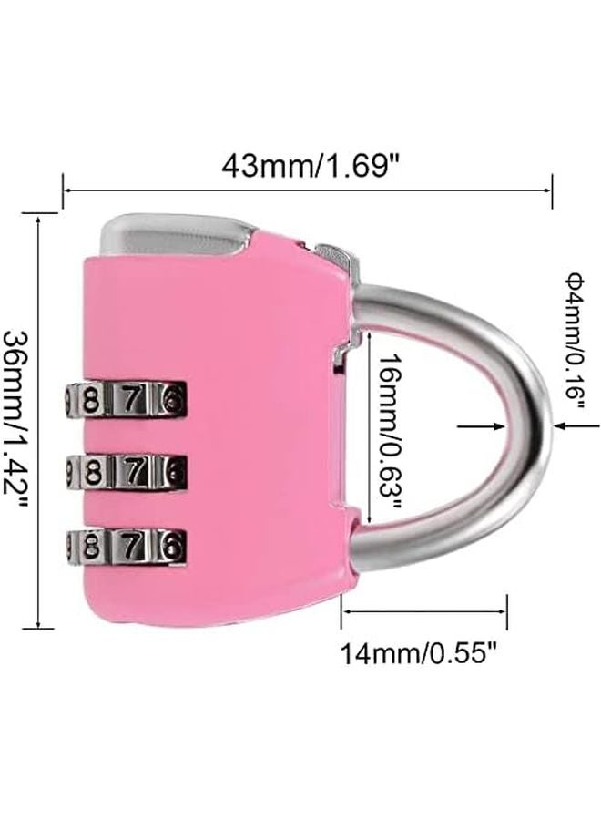 Pink 3 Digit Combination Padlock 4mm Shackle Dia Luggage Travel Suitcase Lock - Image 5
