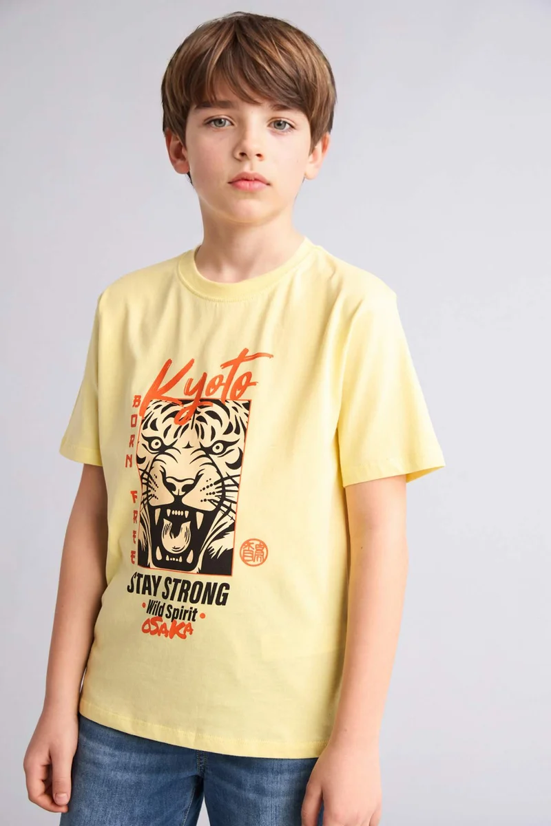ديفاكتو Boy New Regular Fit Printed Short Sleeve T-Shirt