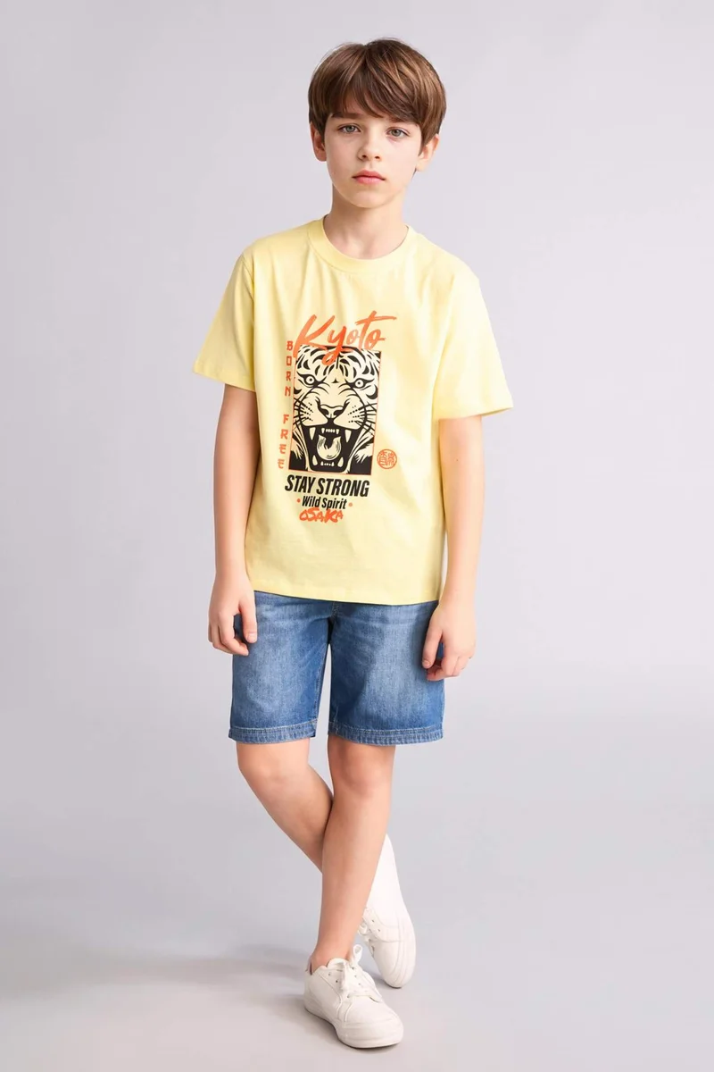 ديفاكتو Boy New Regular Fit Printed Short Sleeve T-Shirt