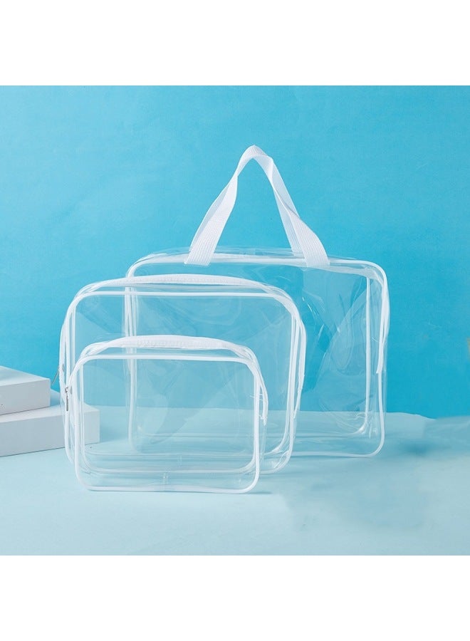 Spot Travel Toiletries Large Capacity Dry And Wet Separation Transparent Portable Three-piece Pvc Cosmetic Bag