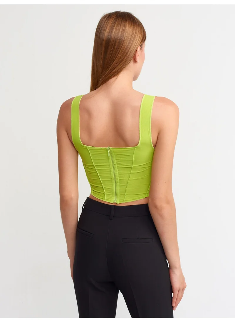 ديلفين 30107 Tulle Top-Lime