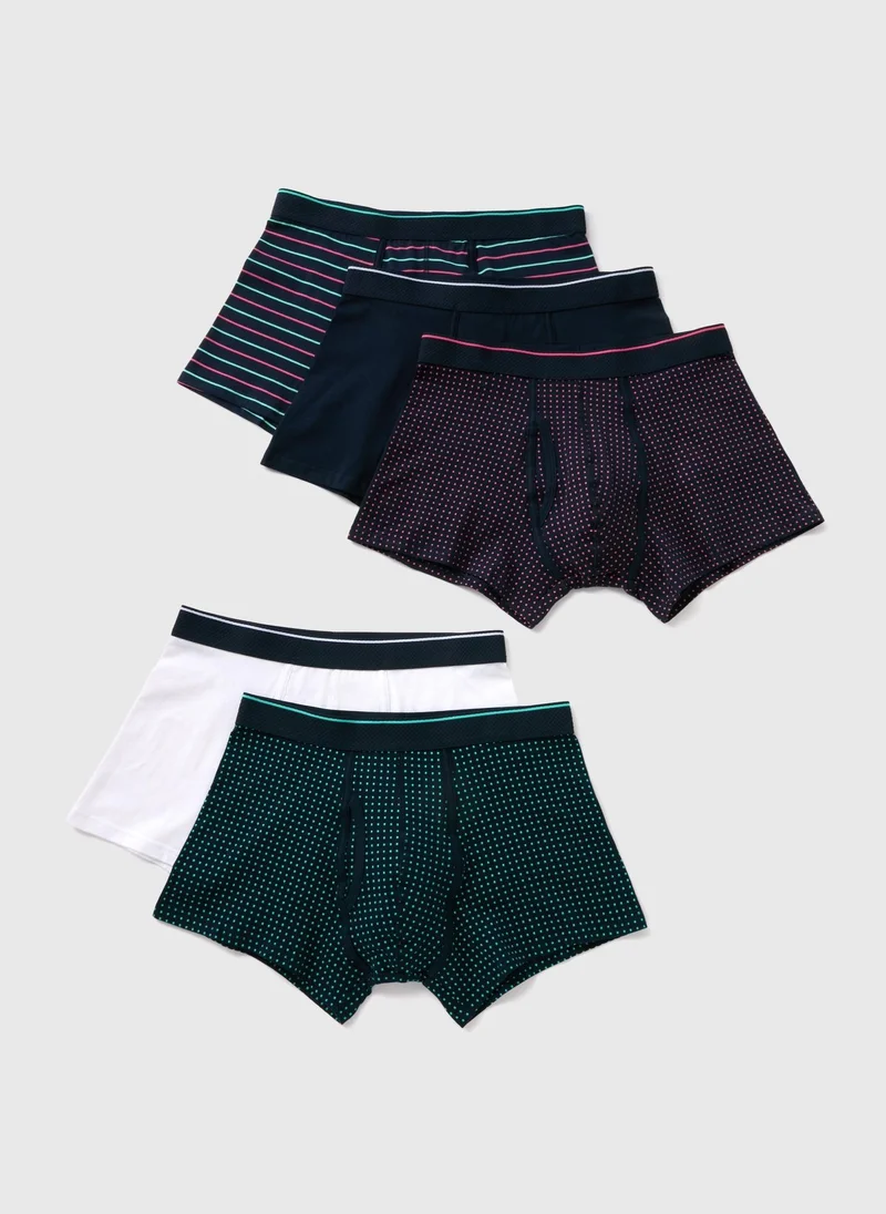 Matalan 5 Pack Multicolour Patterned Keyhole Boxers