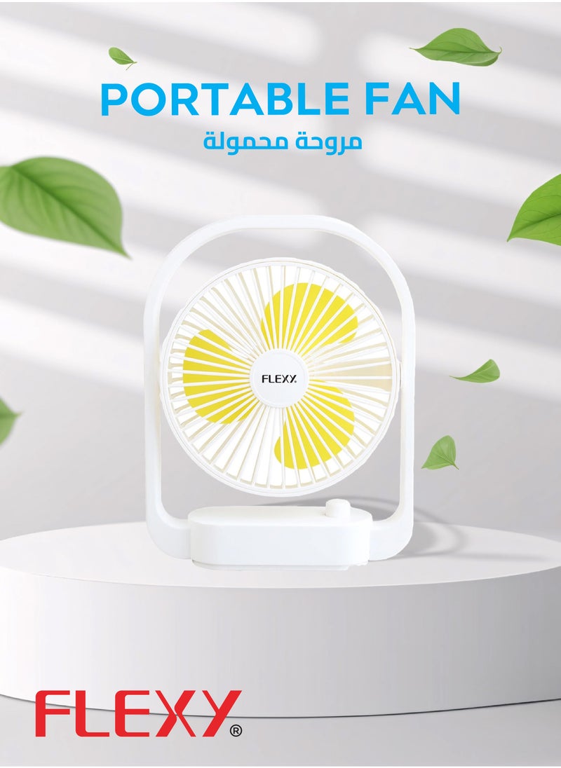 Flexy - FLEXY Portable Mini Table Fan – 1200mAh 18650 Lithium Battery, 3.7V, USB Charging, 4-5 Hours Operating Time, 2-3 Hours Charging, Compact & Efficient Cooling Solution. - Image 1