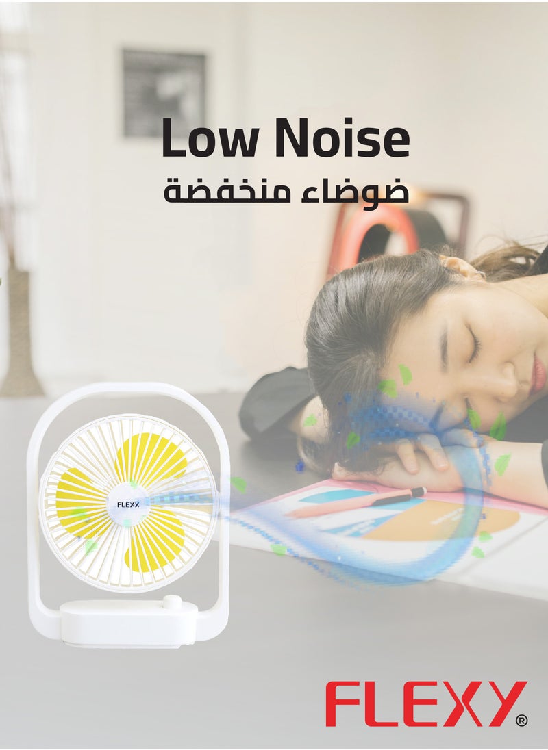 Flexy - FLEXY Portable Mini Table Fan – 1200mAh 18650 Lithium Battery, 3.7V, USB Charging, 4-5 Hours Operating Time, 2-3 Hours Charging, Compact & Efficient Cooling Solution. - Image 1