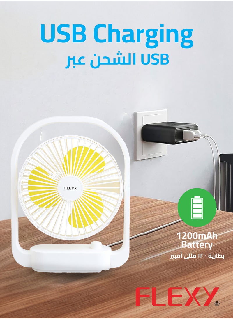 Flexy - FLEXY Portable Mini Table Fan – 1200mAh 18650 Lithium Battery, 3.7V, USB Charging, 4-5 Hours Operating Time, 2-3 Hours Charging, Compact & Efficient Cooling Solution. - Image 1