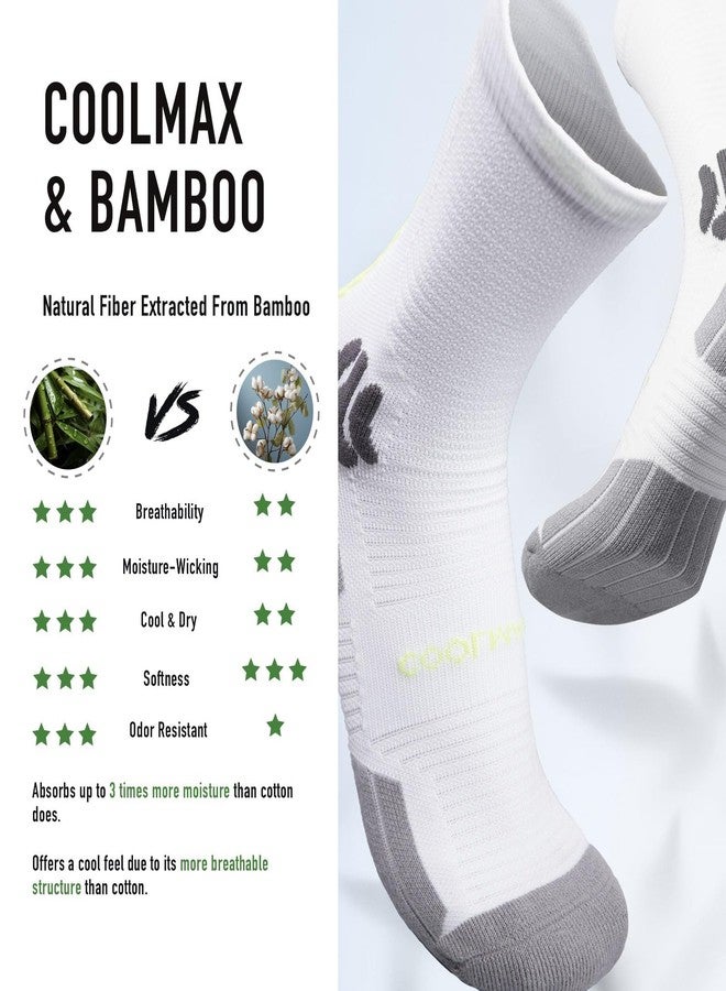 BRISIRA Coolmax Bamboo Viscose Compression Running Socks 3 Pairs Crew Moisture Wicking Anti Blister Athletic Hiking Work Sock - Image 3