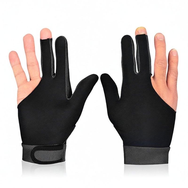 BOODUN Billiard Glove: Grey L Size, Elastic Spandex Fabric, Moisture-Wicking & Flexible - Three-Finger Design, Adjustable Wristband for Left Or Right Hand, Accurate Stroke, Reduced Cue Friction - Image 1