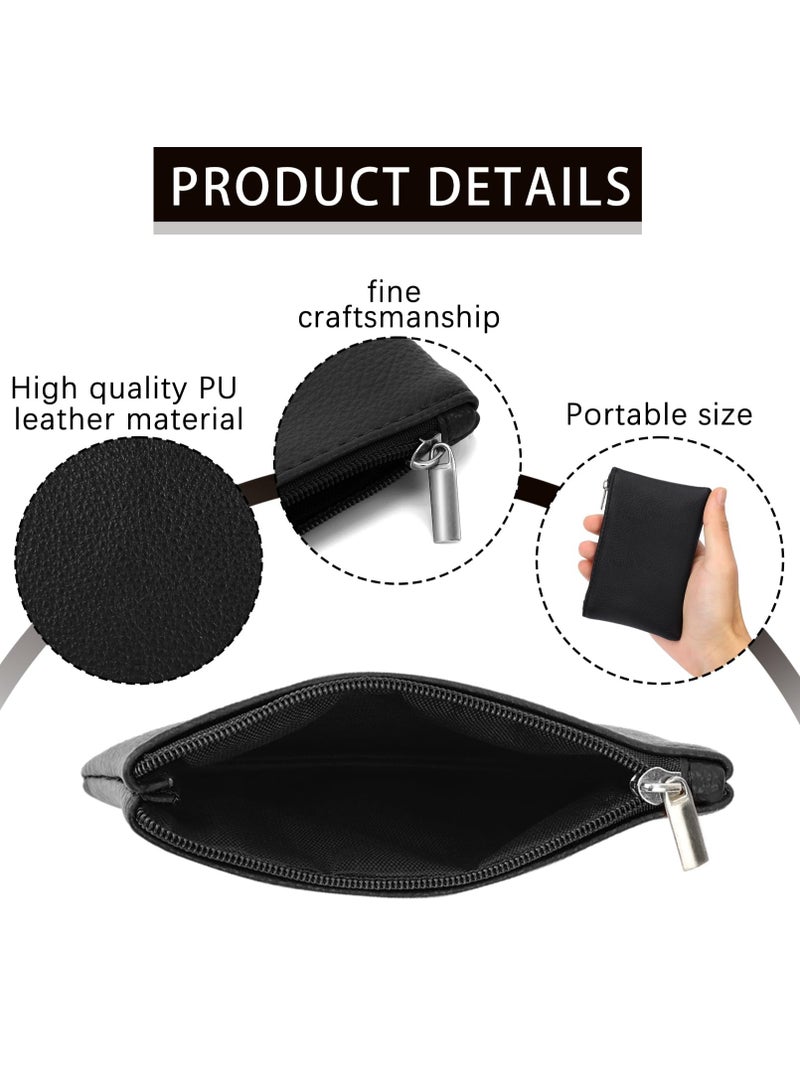 2 Pack Coin Purse, Portable PU Leather Coin Purse with Zipper Coin Purse Mini Change Purse Small Coin Purse for Women Credit Card Folded Bills ID Key Headset Lipstick(Black&Green) - Image 3