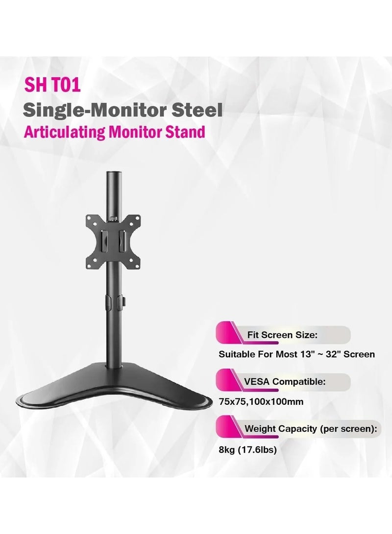 Skilltech Single-Monitor Steel Articulating Monitor Stand Premium Quality Matte Black Design with Sturdy Steel Construction Max. Capacity 8kg 17.6lbs per Screen Max. VESA 100x100 - SH T01 - Image 3