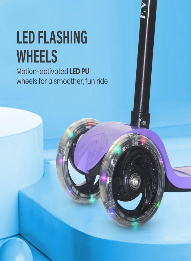 EVELANCE 3 Wheel Kids Road Runner Scooter with Adjustable Height, Foldable Kick Scooter for 3+ Years | Skating Scooter Outdoor Toy for Boys & Girls, Birthday Gift | 50kg Capacity(Purple) - Image 3
