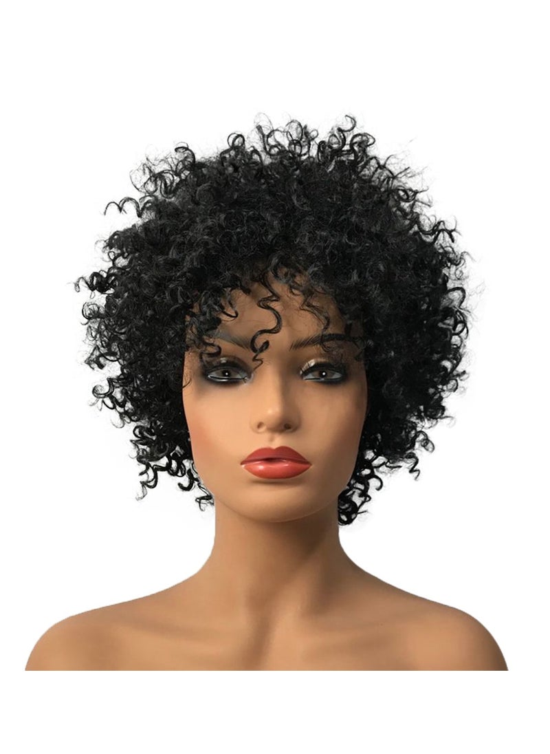 Wiginway Wiginway Black Short Afro Curly Hair Wigs for Black Women Natural Looking Fashion African American Wigs Synthetic 8 Inch 