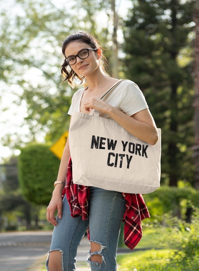 NYC FACTORY NYC Tote Jumbo Shoulder Bag Distressed Design (Distressed) - Image 2