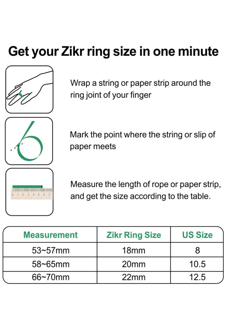 إيكيبلا خاتم iQIBLA الذكي للتسبيح والذكر بشاشة OLED مقاس 0.42 بوصة وخاتم ذكي معدني يعمل بالتطبيق وعداد التسبيح وتقنية تذكير الصلاة وخاتم بلاستيكي مزود بخمسة تذكيرات بأوقات الصلاة وخاتم iQibla الذكي للذكر والذكر M02 وخاتم ذكي معدني طويل ببطارية احتياطية 20 مم وأخضر داكن - Image 5