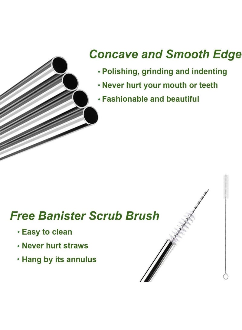 Set of 4 Stainless Steel Reusable Drinking Straws with 1 Cleaning Brush, Dishwasher Safe Long Metal Straws Fit 20oz Tumblers, Ideal for Bubble Tea, Coffee, Juice, Home, Outdoor and Office Daily Use - Image 3