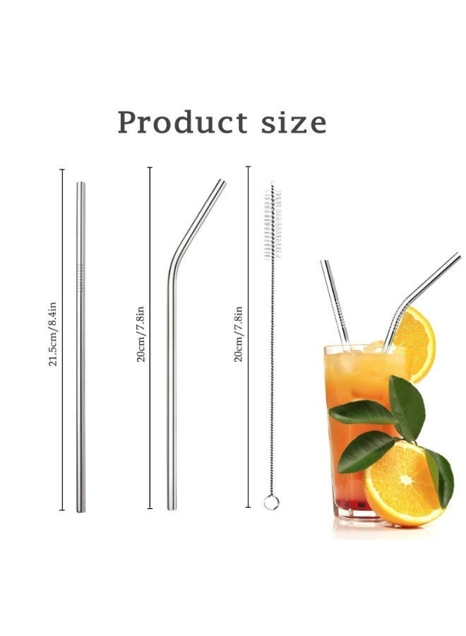 Set of 4 Stainless Steel Reusable Drinking Straws with 1 Cleaning Brush, Dishwasher Safe Long Metal Straws Fit 20oz Tumblers, Ideal for Bubble Tea, Coffee, Juice, Home, Outdoor and Office Daily Use - Image 4