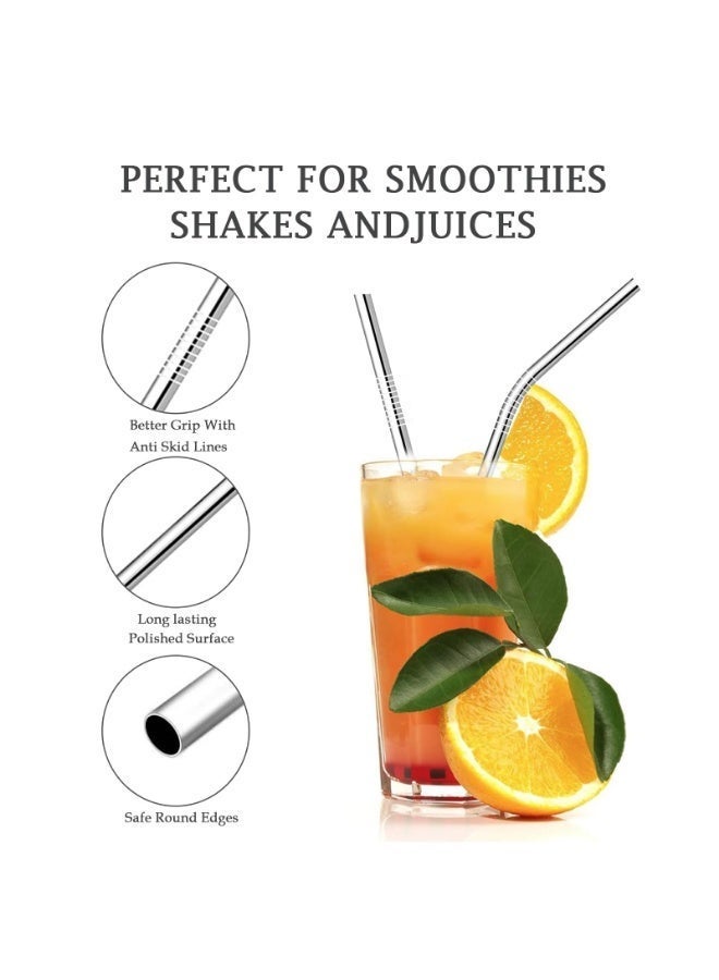 Set of 4 Stainless Steel Reusable Drinking Straws with 1 Cleaning Brush, Dishwasher Safe Long Metal Straws Fit 20oz Tumblers, Ideal for Bubble Tea, Coffee, Juice, Home, Outdoor and Office Daily Use - Image 2