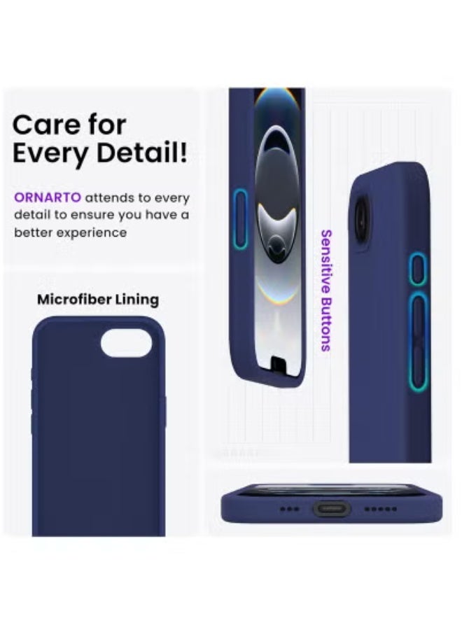 iPhone 16e Case 6.1 (2025) Liquid Silicone 3-Layer Full Coverage Protective Phone Case – Shockproof, Anti-Scratch Soft Gel Rubber with Microfiber Lining | Durable, Lightweight Midnight Blue Cover for Maximum Protection and Comfortable Grip - Image 3