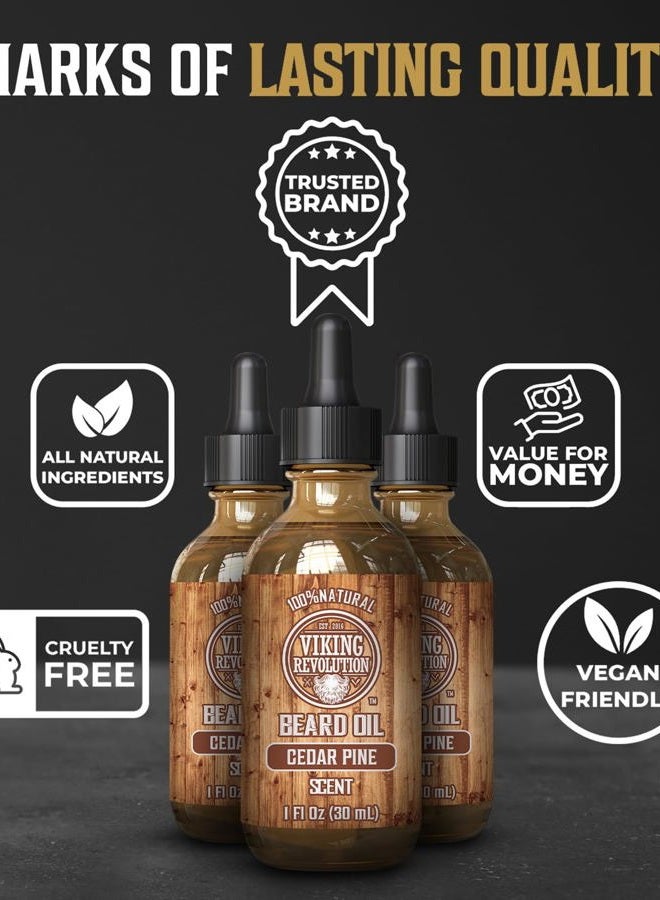 Viking Revolution Men's Beard Oil - Natural Argan and Jojoba Blend, Softens and Strengthens Facial Hair (Cedar and Pine, 3 Pack) - Image 5