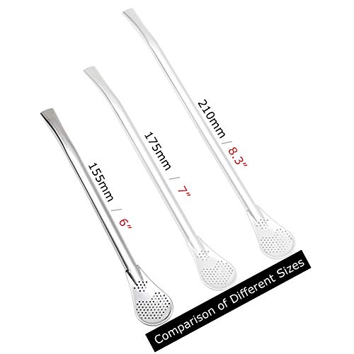 GFDesign Yerba Mate Bombilla Gourd Drinking Filter Straws 304 Food-Grade 18/8 Stainless Steel - Set of 2 with Cleaning Brush - 6" Long - Image 5