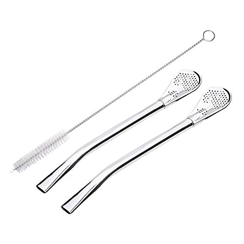GFDesign Yerba Mate Bombilla Gourd Drinking Filter Straws 304 Food-Grade 18/8 Stainless Steel - Set of 2 with Cleaning Brush - 6" Long - Image 1