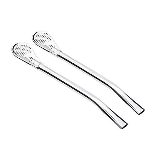 GFDesign Yerba Mate Bombilla Gourd Drinking Filter Straws 304 Food-Grade 18/8 Stainless Steel - Set of 2 with Cleaning Brush - 6" Long - Image 2