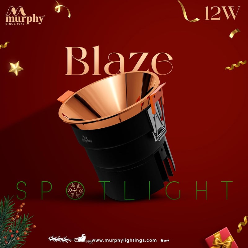 Murphy 12W Blaze Black Body Rose Gold Finish Full Copper COB Spot Down Light Warm White Pack of 4 - Image 2