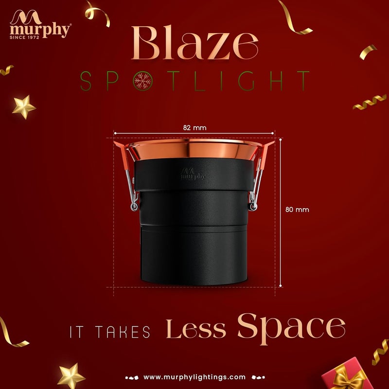 Murphy 12W Blaze Black Body Rose Gold Finish Full Copper COB Spot Down Light Warm White Pack of 4 - Image 5