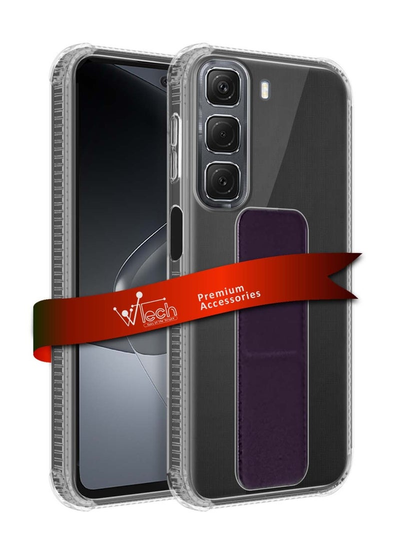 Wtech Infinix Hot 50 4G 2024 TPU Hand Grip Air Pillow Case Cover - Clear/Eggplant Purple - Image 1